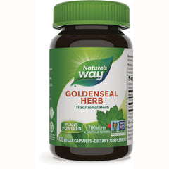 NW734 | Nature's Way Goldenseal Herb bottle front label, 100 vegan capsules, plant powered 700 mg per 2-capsule serving