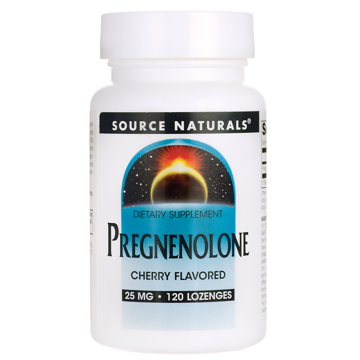 SN726 | Source Naturals Pregnenolone cherry flavored dietary supplement, 25 mg, 120 lozenges