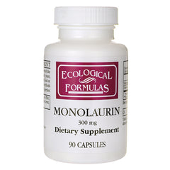 CRR014 | White supplement bottle labeled Ecological Formulas MONOLAURIN 300 mg Dietary Supplement 90 CAPSULES front view