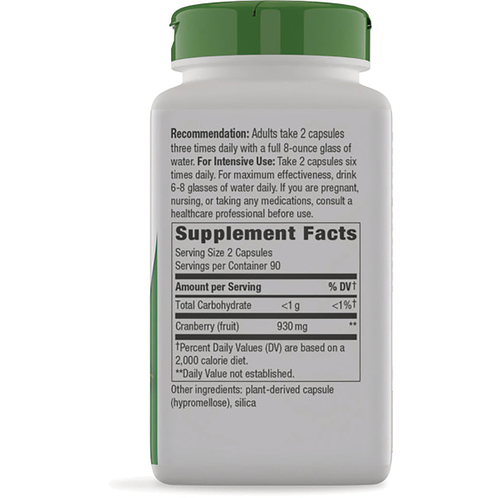 NW724 | back label showing Supplement Facts, directions, serving size 2 capsules and Cranberry (fruit) 930 mg - Thumbnail