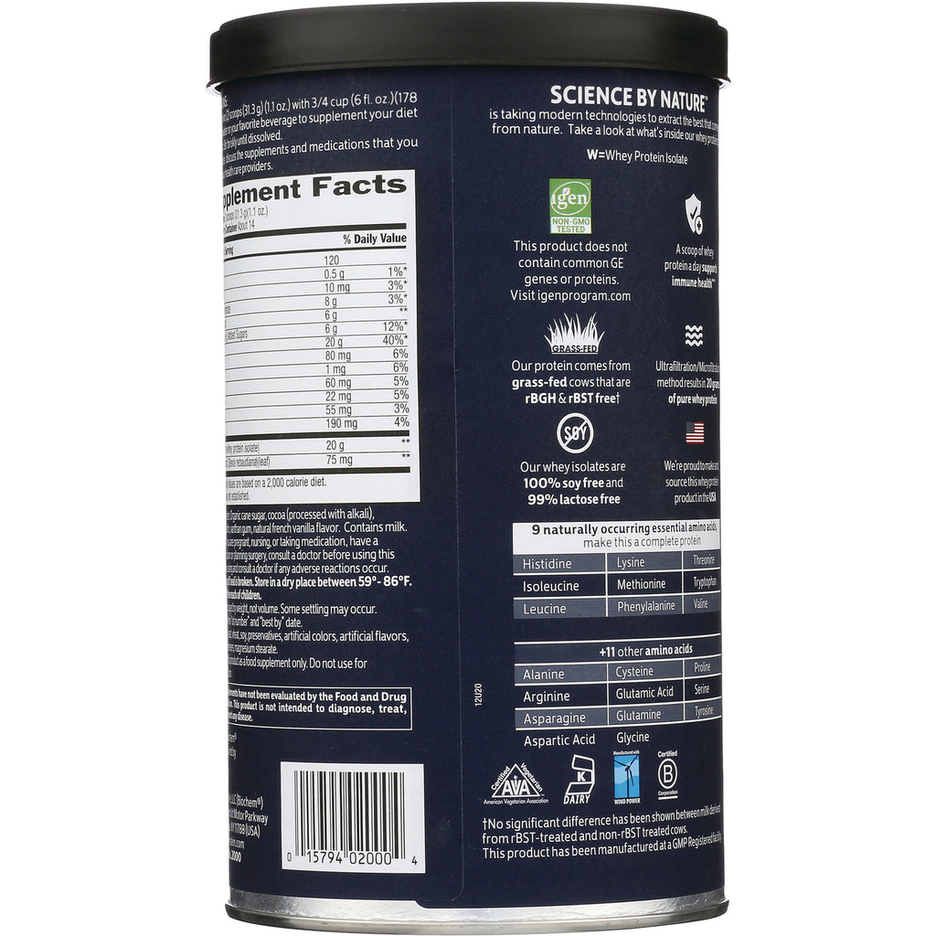 CRL366 | Back label showing supplement facts, ingredients, amino acid chart and barcode on navy can - Thumbnail