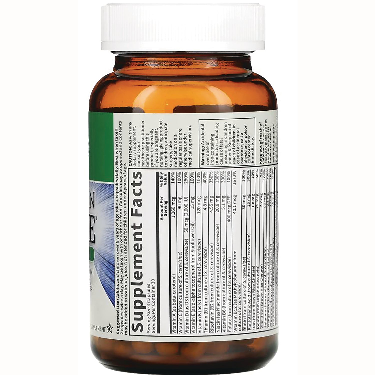 GLF037 | supplement bottle back showing Supplement Facts panel and ingredient list