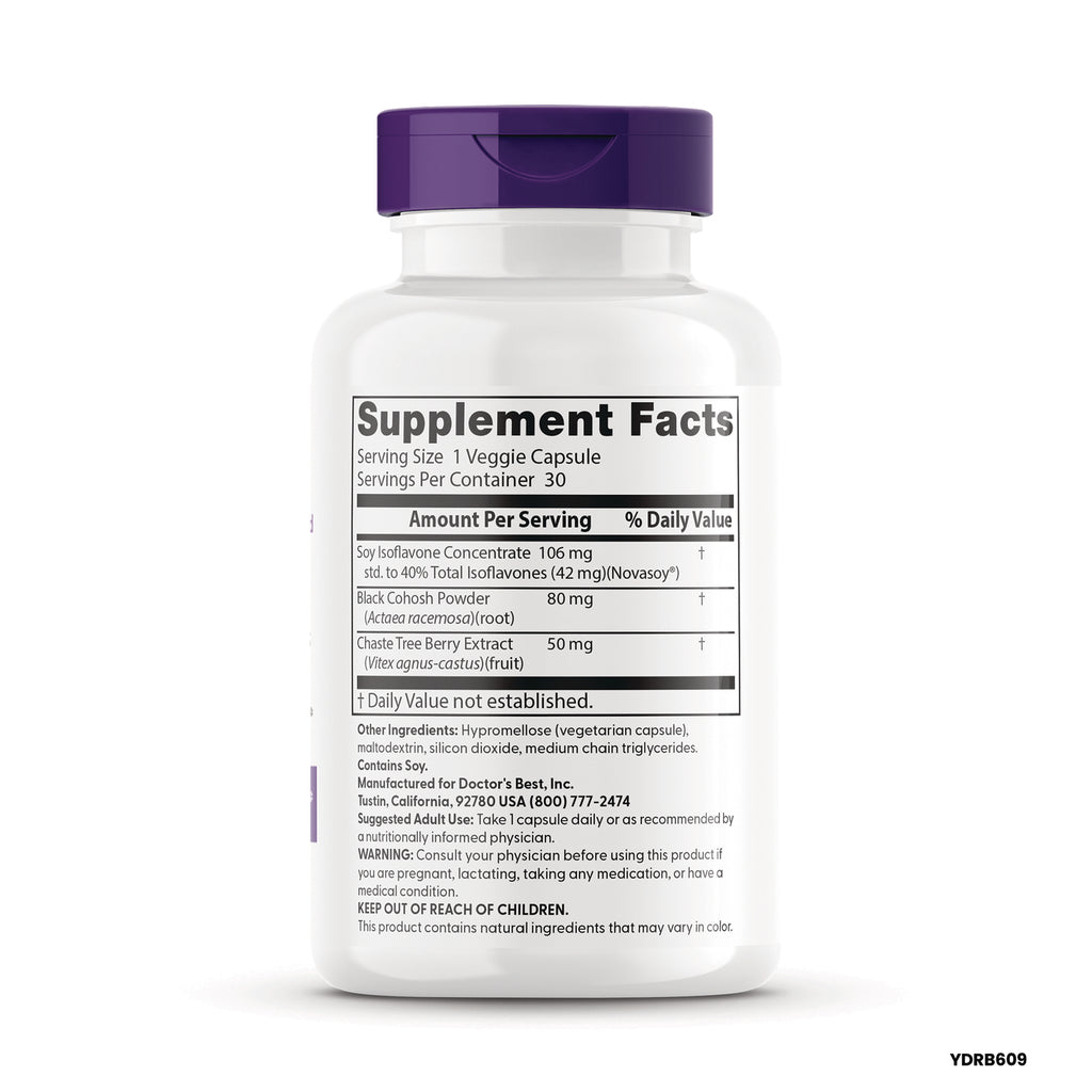 DB305 | Back of white supplement bottle showing Supplement Facts panel, ingredients list and purple cap - Thumbnail