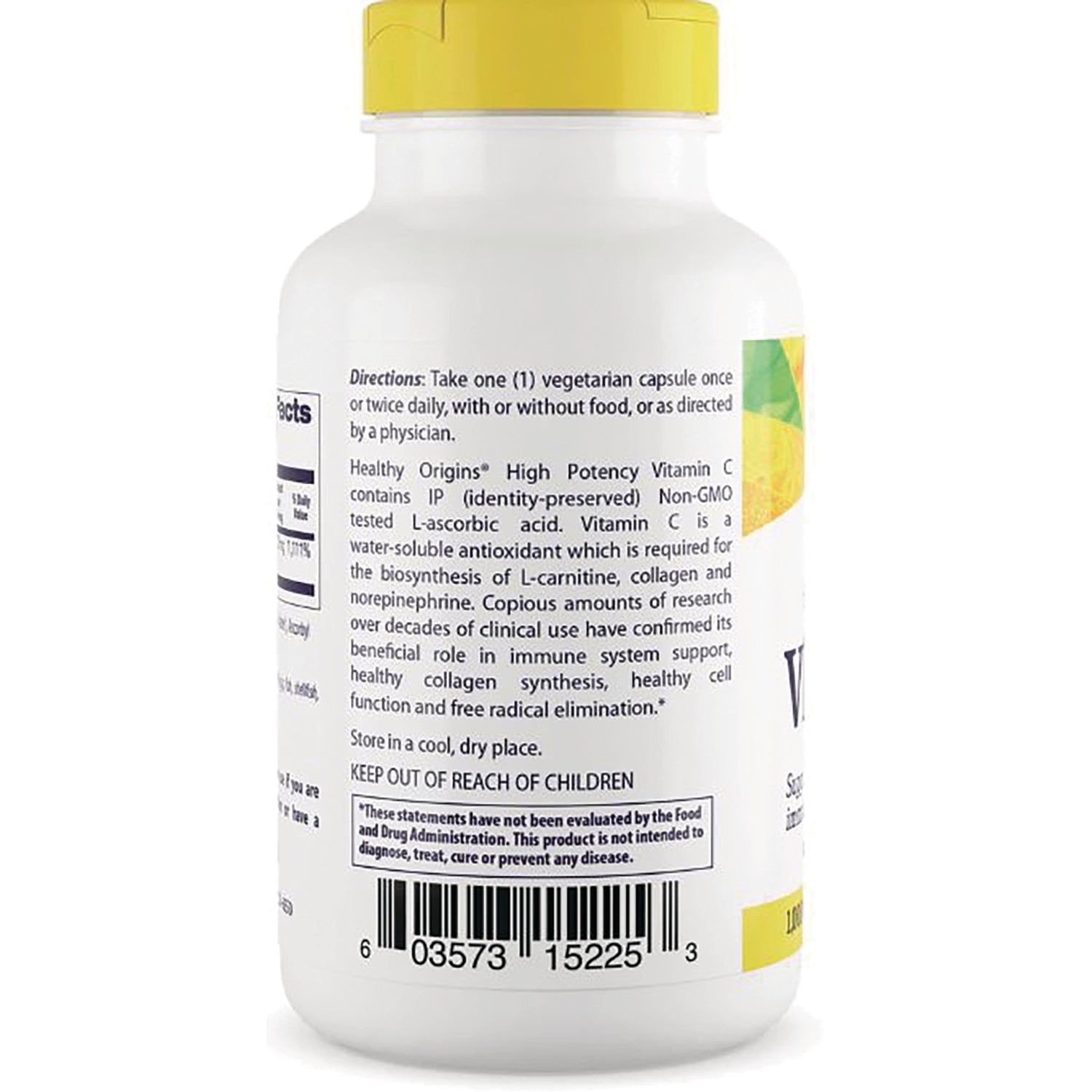 HRG182 | back of white supplement bottle showing directions text, ingredient panel and barcode