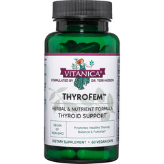 VNA011 | Vitanica ThyroFem thyroid support supplement bottle, 60 vegan capsules