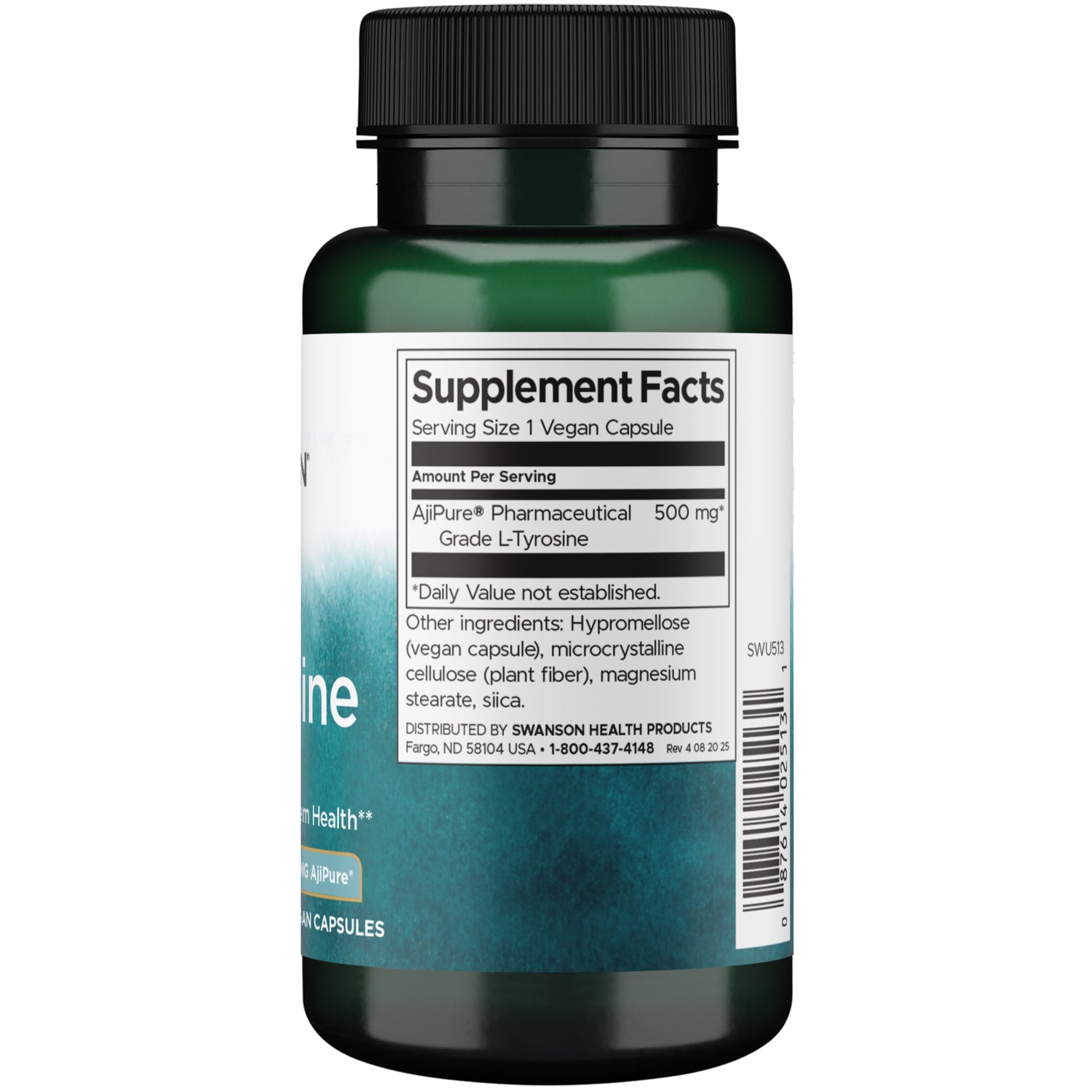 SWU513 | Back label with Supplement Facts: Serving Size 1 veggie capsule