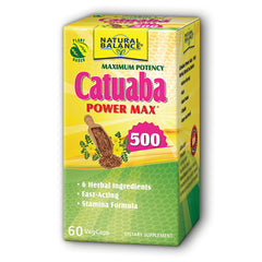 NBL050 | Natural Balance Catuaba Power Max 500 box, 60 VegCaps dietary supplement, herbal stamina formula