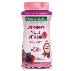 NBY107 | Nature's Bounty Women's Multi Vitamin gummies bottle, mixed berry raspberry, 50 mg collagen, 80 count