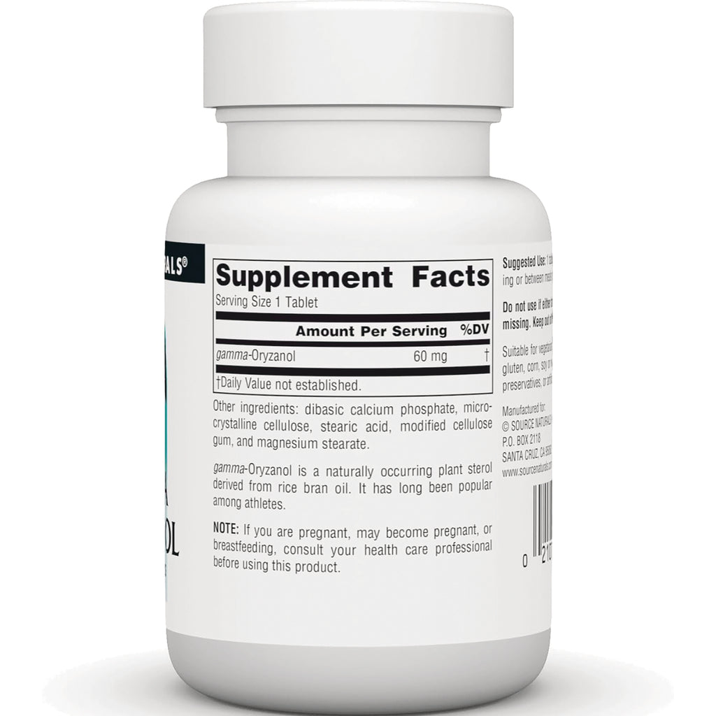 SN716 | Back label Supplement Facts panel with gamma-Oryzanol 60 mg and other ingredients - Thumbnail