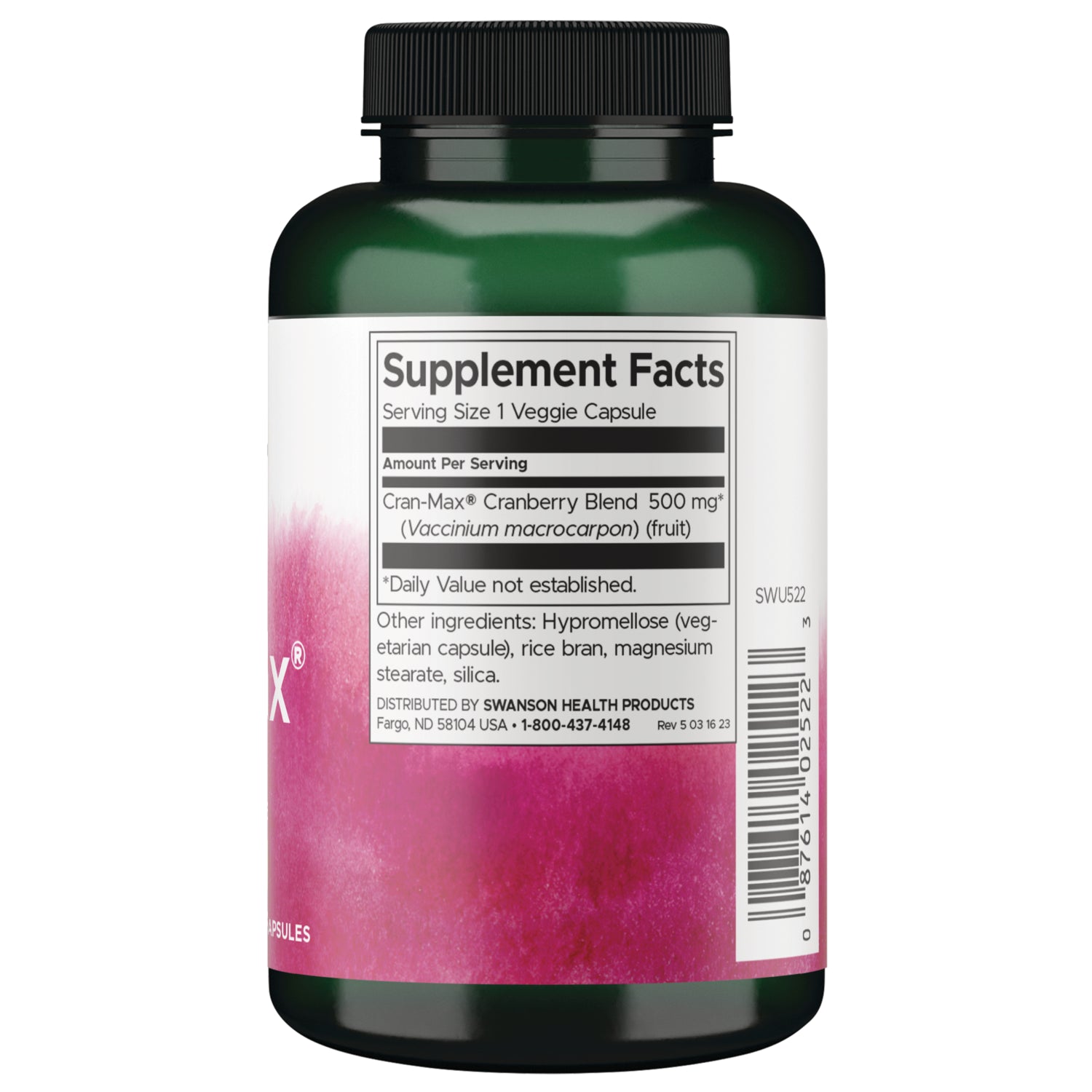 SWU522 | Back label with Supplement Facts