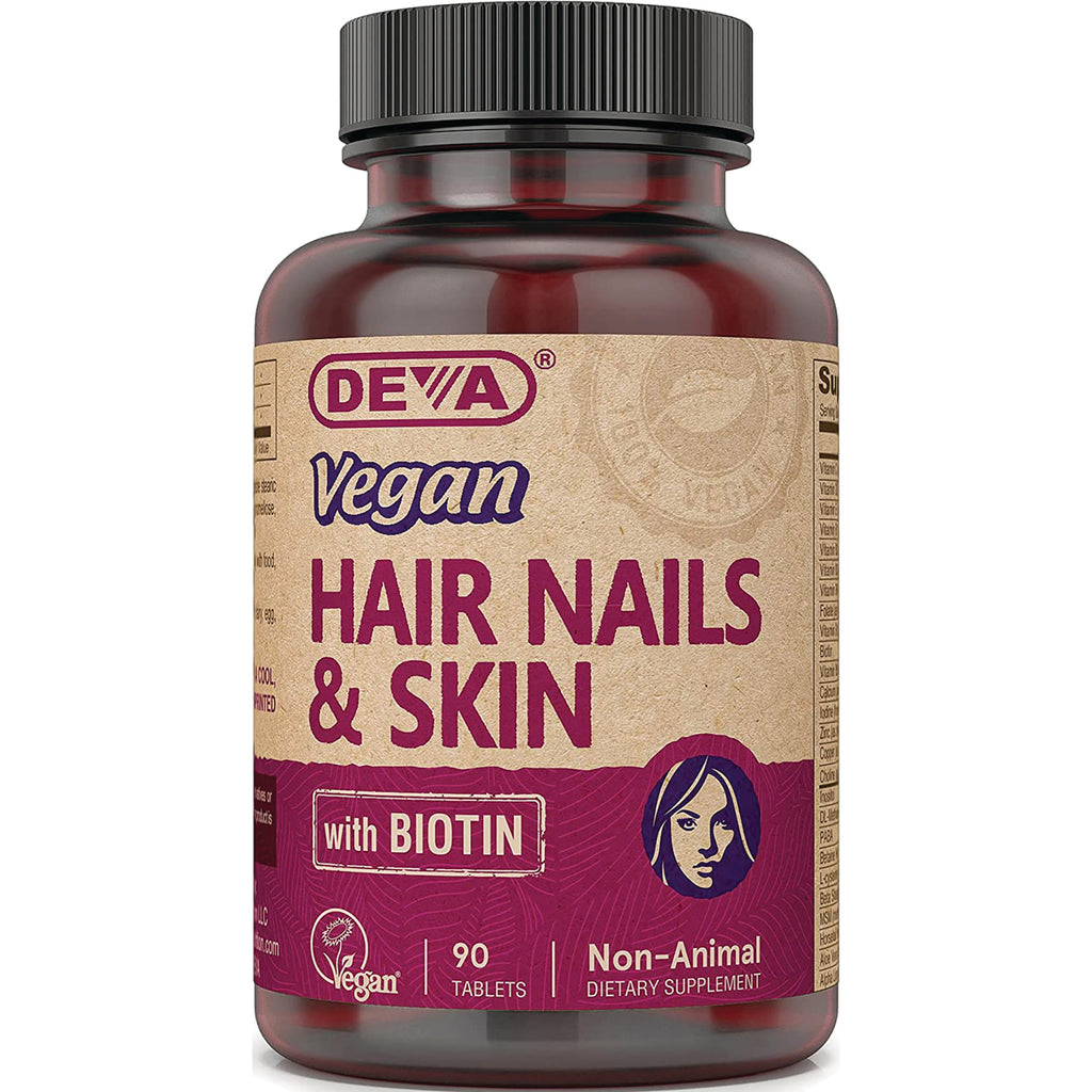 DEV022 | DEVA Vegan Hair Nails & Skin with Biotin supplement bottle, 90 tablets - Thumbnail