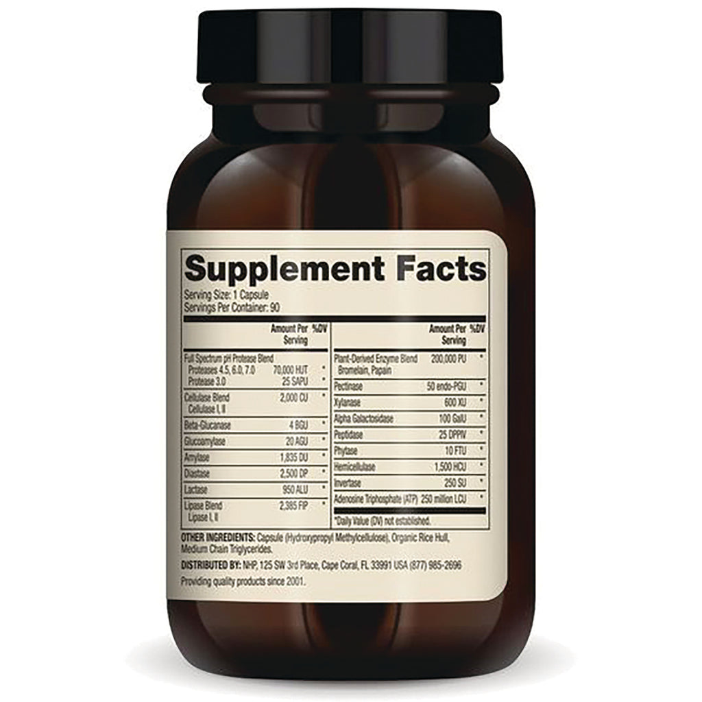 MRC103 | Supplement Facts label on back of brown bottle showing serving size and ingredient table - Thumbnail