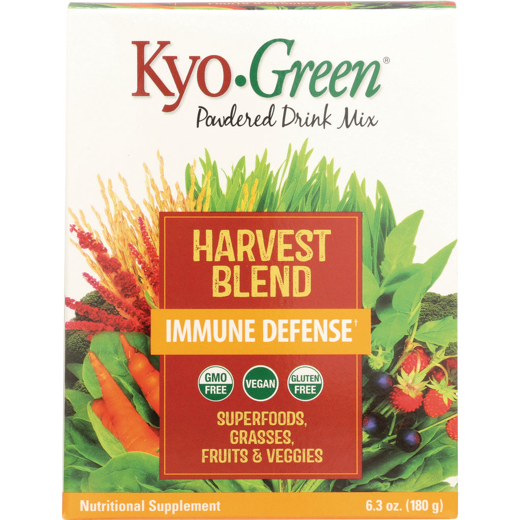 KY111 | Kyo-Green Harvest Blend Immune Defense powdered drink mix box front with vegetables, berries and GMO free vegan gluten free badges - Thumbnail