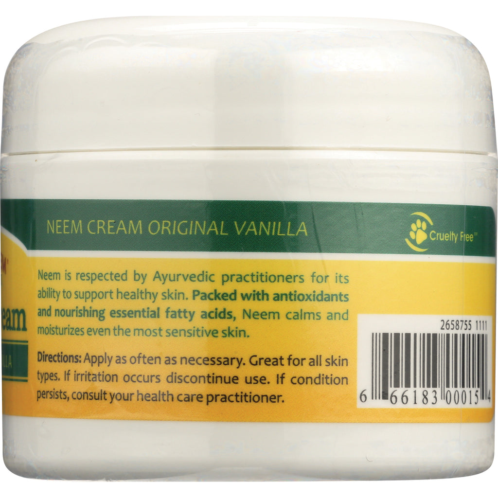 OGX011 | back label of Neem Cream Original Vanilla jar showing directions and barcode - Thumbnail