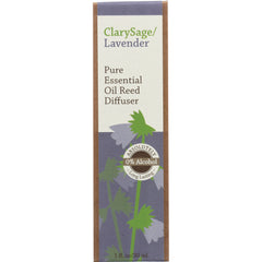 SLN002 | ClarySage/Lavender pure essential oil reed diffuser box labeled 0% Alcohol 1 fl oz/30 ml