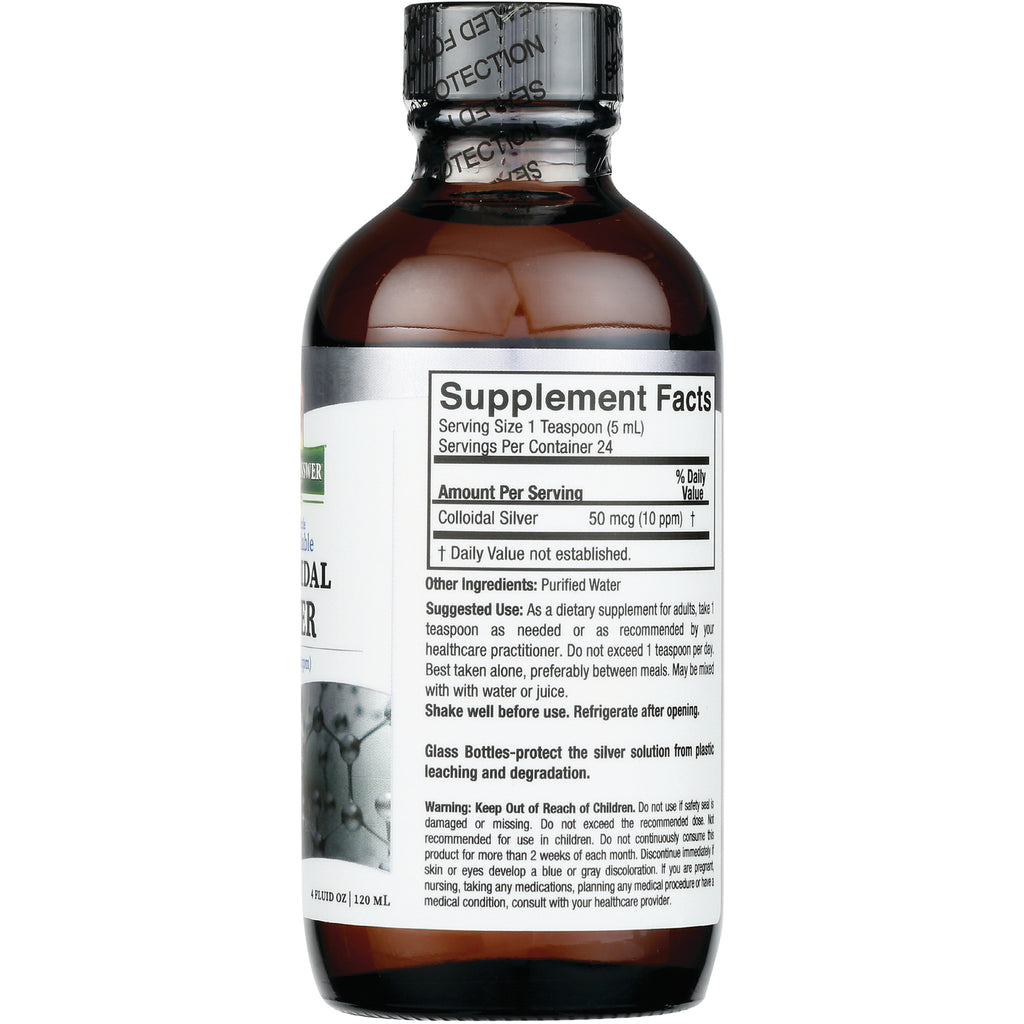 NAT403 | Back of brown glass supplement bottle showing Supplement Facts panel and usage and warning text - Thumbnail