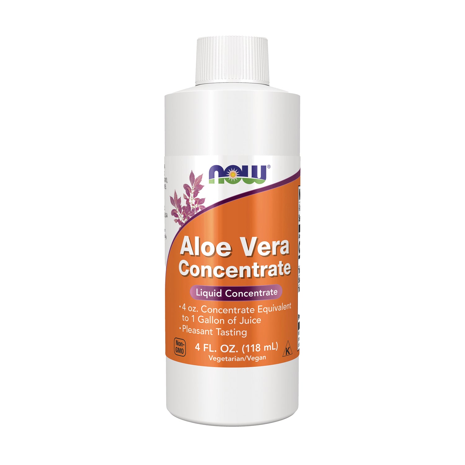 NWF723 | NOW Aloe Vera Concentrate liquid concentrate 4 fl oz bottle with orange label and white cap