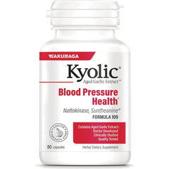 KY092 | Kyolic Aged Garlic Extract Blood Pressure Health supplement bottle front labeled 80 capsules