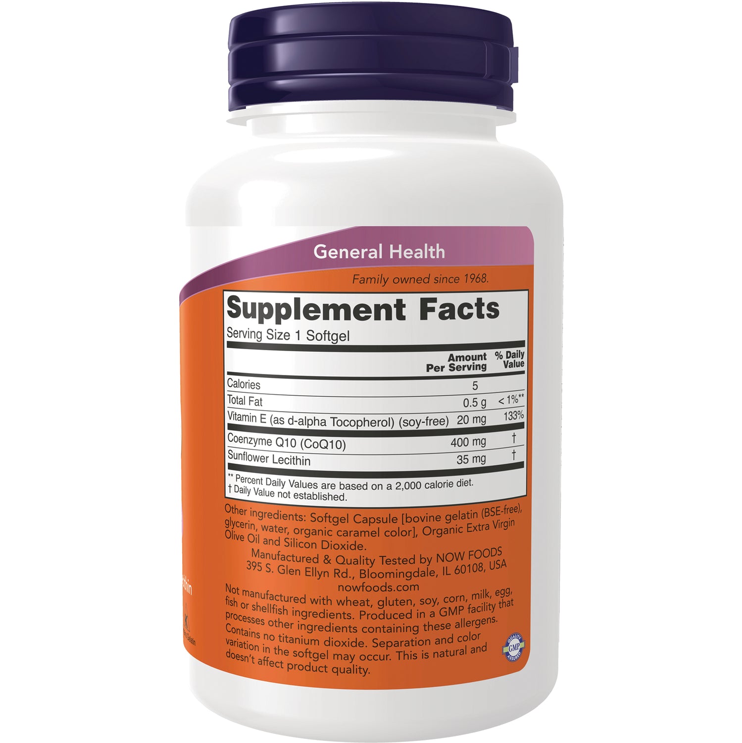 NWF739 | Back of white supplement bottle showing Supplement Facts panel and ingredients