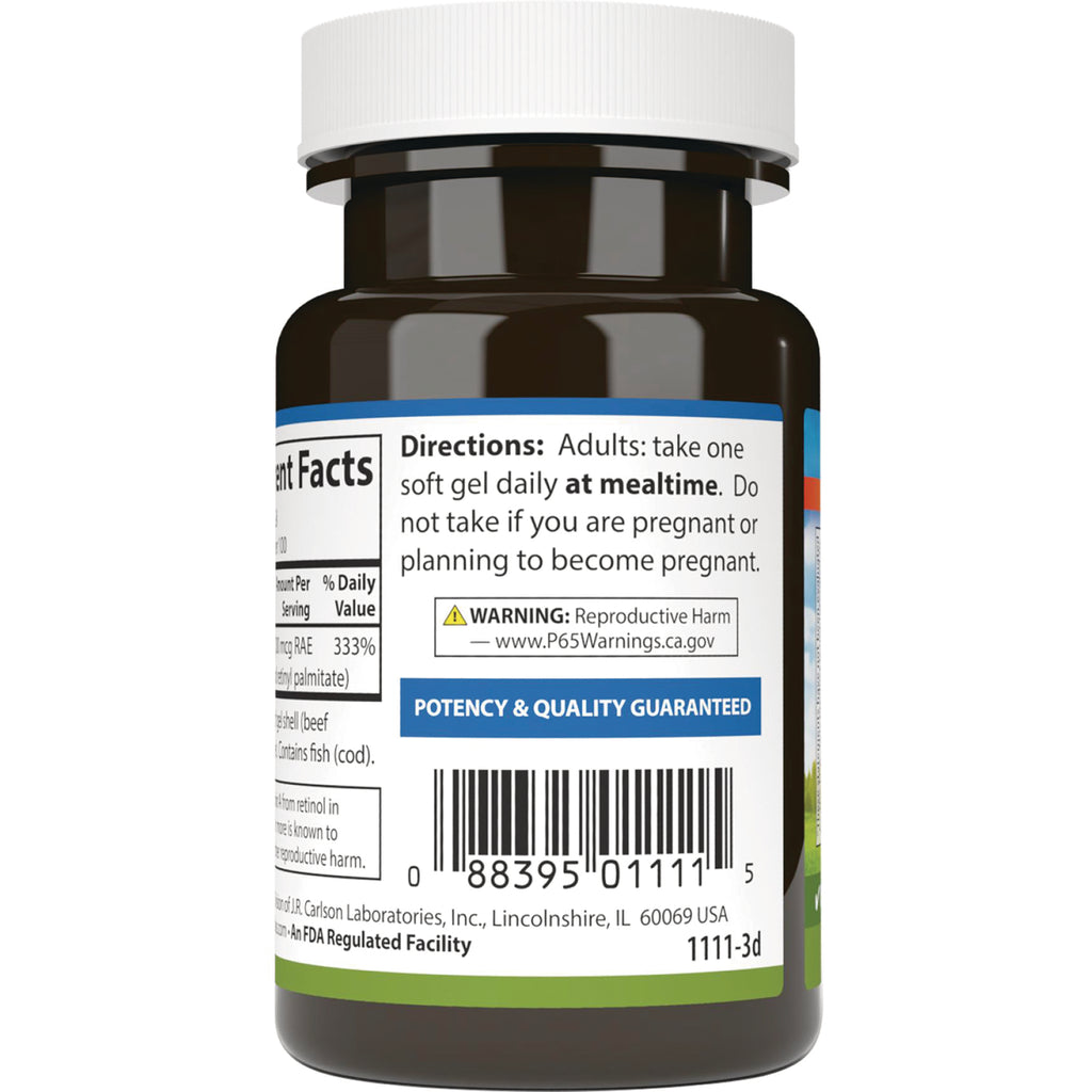 CSN185 | back label of brown supplement bottle showing directions, warning symbol, potency guarantee banner and barcode - Thumbnail