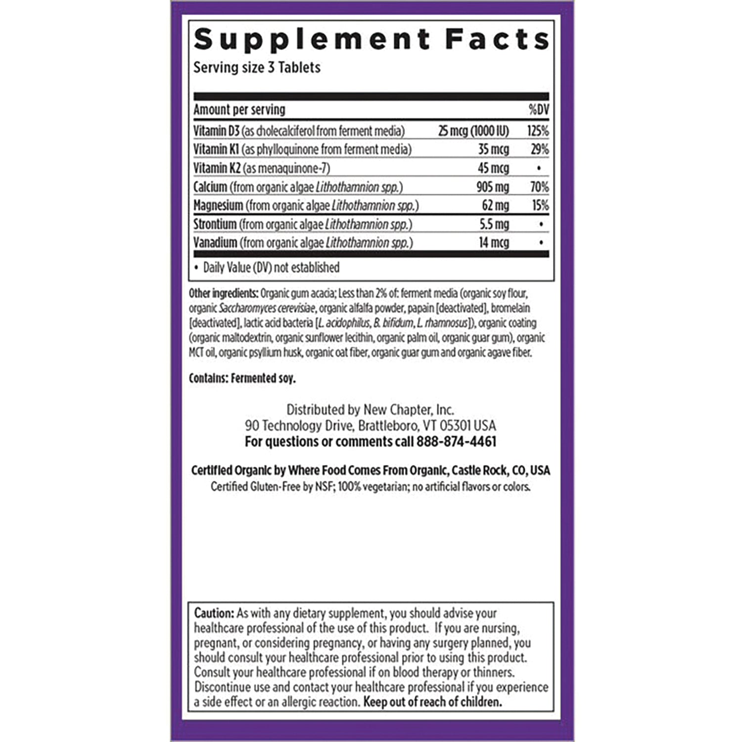 NWC266 | Supplement Facts panel and ingredient list with serving size, distributor info and caution text on product back