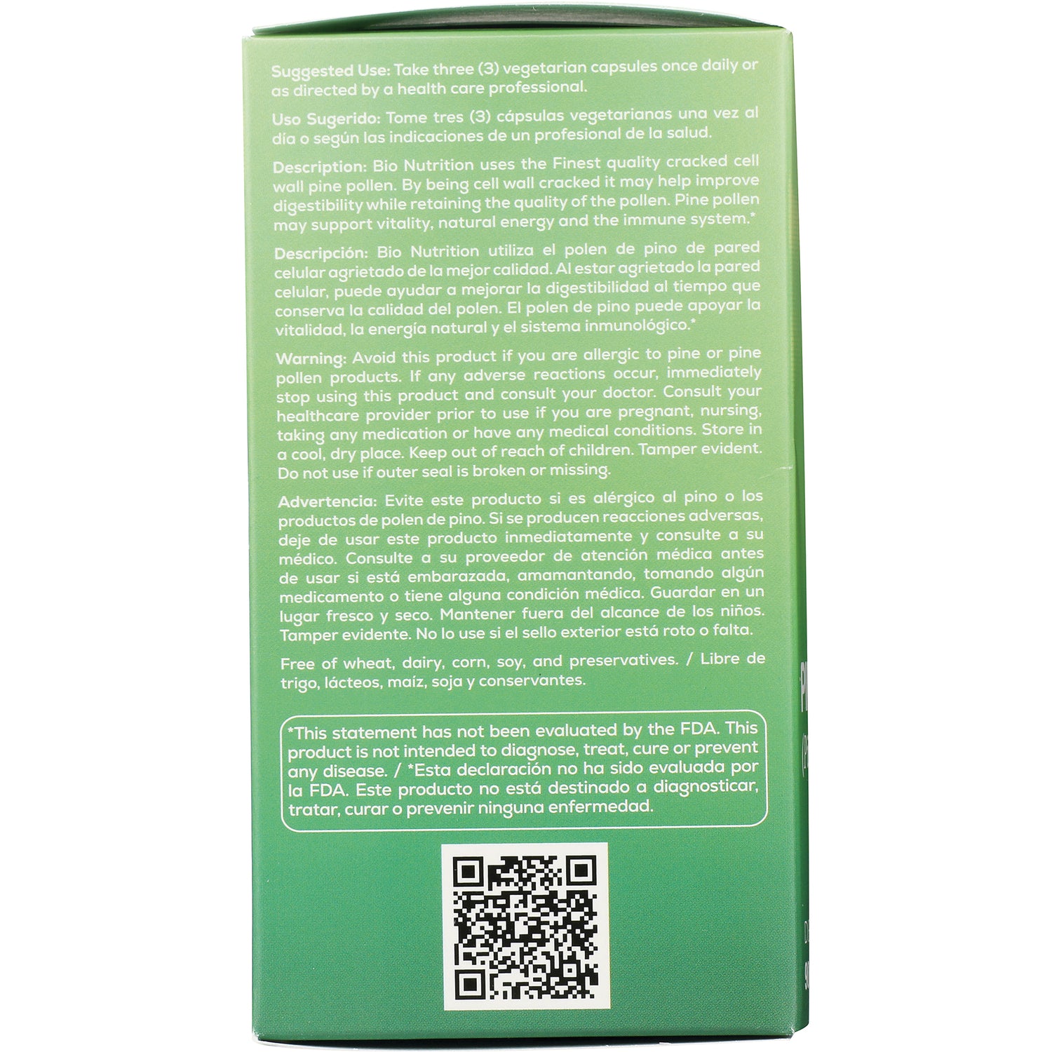 BNN066 | Back panel showing suggested use, warnings and bilingual product text with QR code