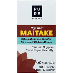 PEL059 | Front of MyPure Maitake mushroom supplement box, 500 mg, 60 vegi-caps, immune support