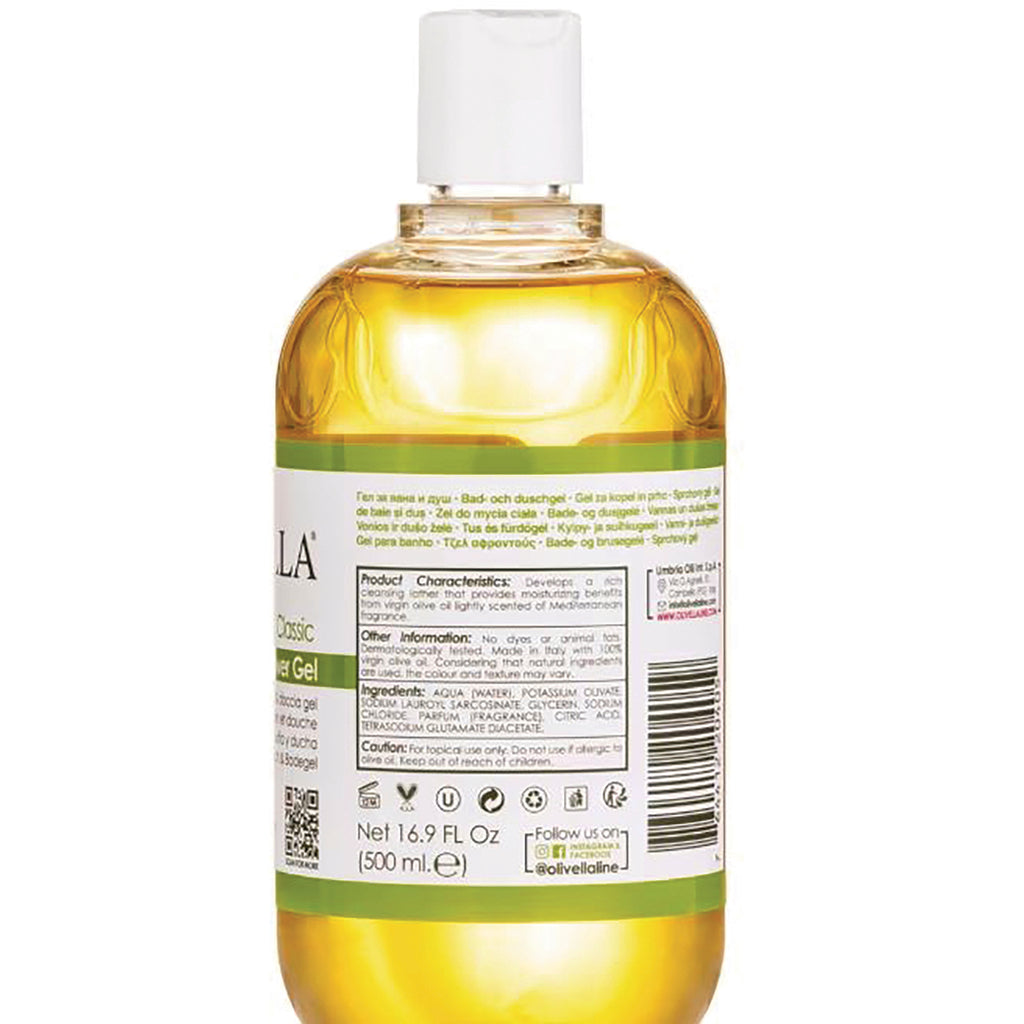 OLV001 | Back label of clear bottle with yellow liquid showing ingredients, barcode and net 16.9 FL Oz (500 ml) - Thumbnail