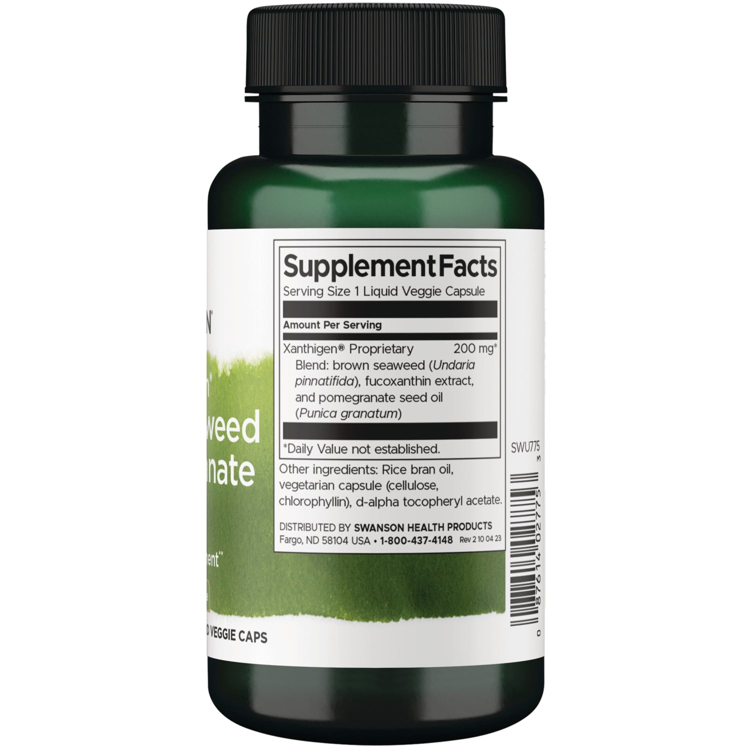 SWU775 | Back label with supplement facts and serving information