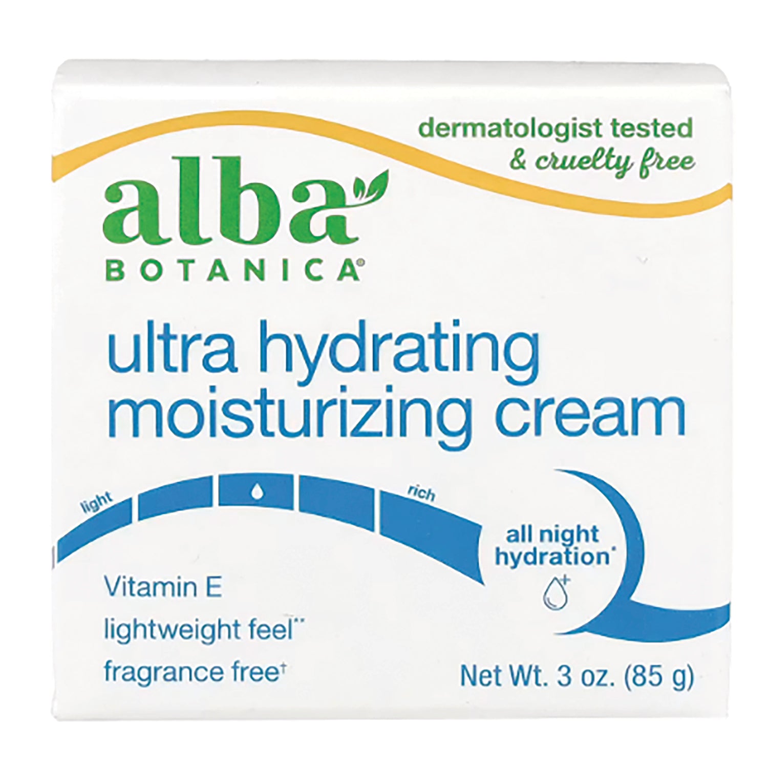 ABA041 | Alba Botanica Ultra Hydrating Moisturizing Cream, fragrance free, dermatologist tested & cruelty free, 3 oz