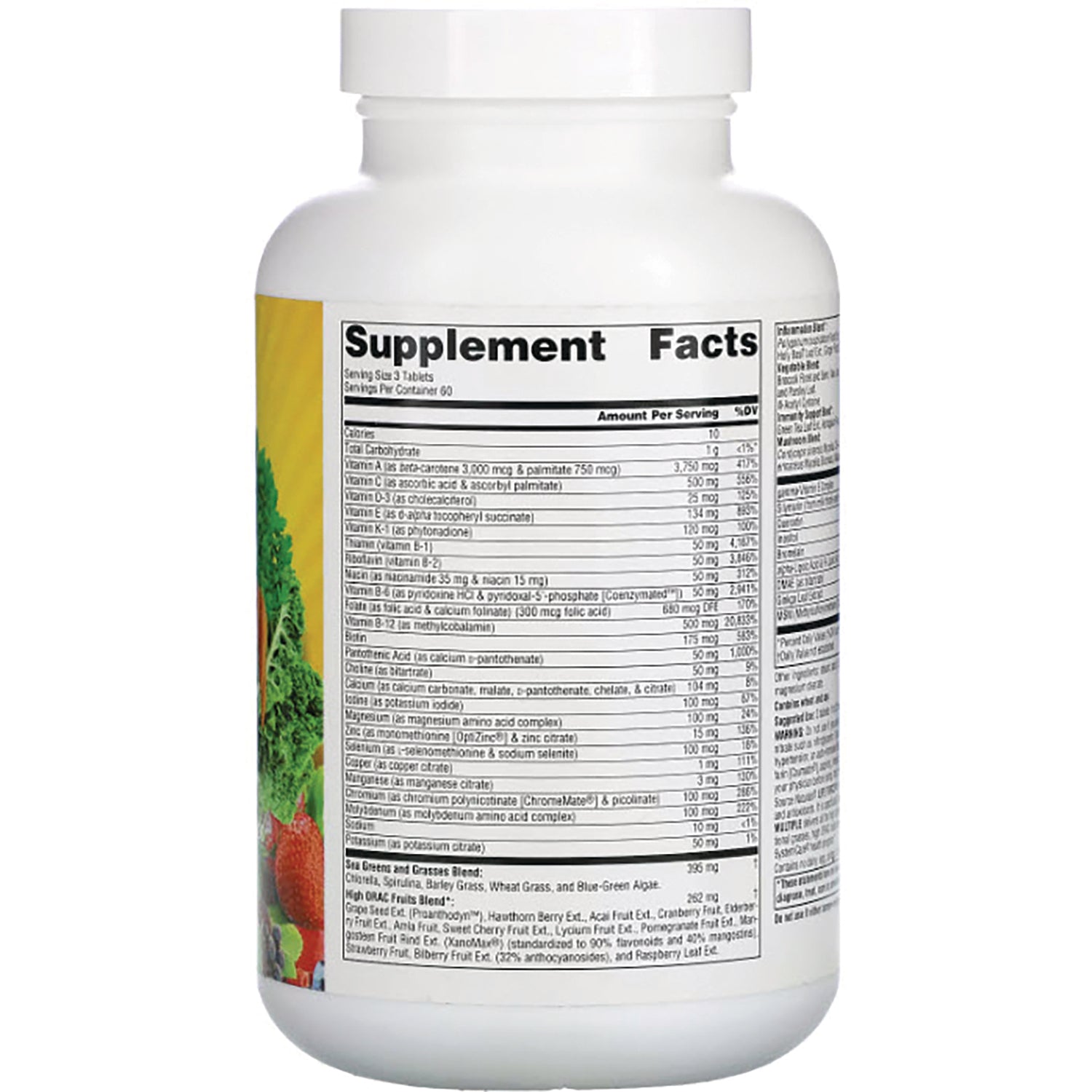 SN564 | Back label with Supplement Facts panel and ingredients on supplement bottle