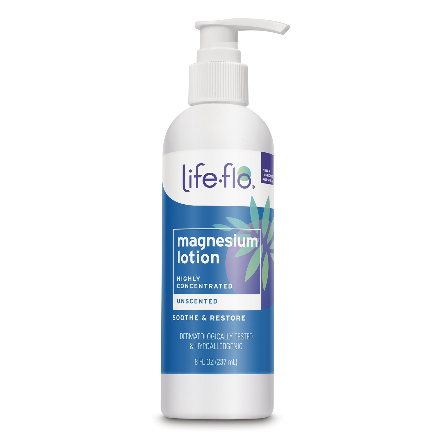 LFH086 | Life-flo magnesium lotion, unscented, 8 fl oz pump bottle