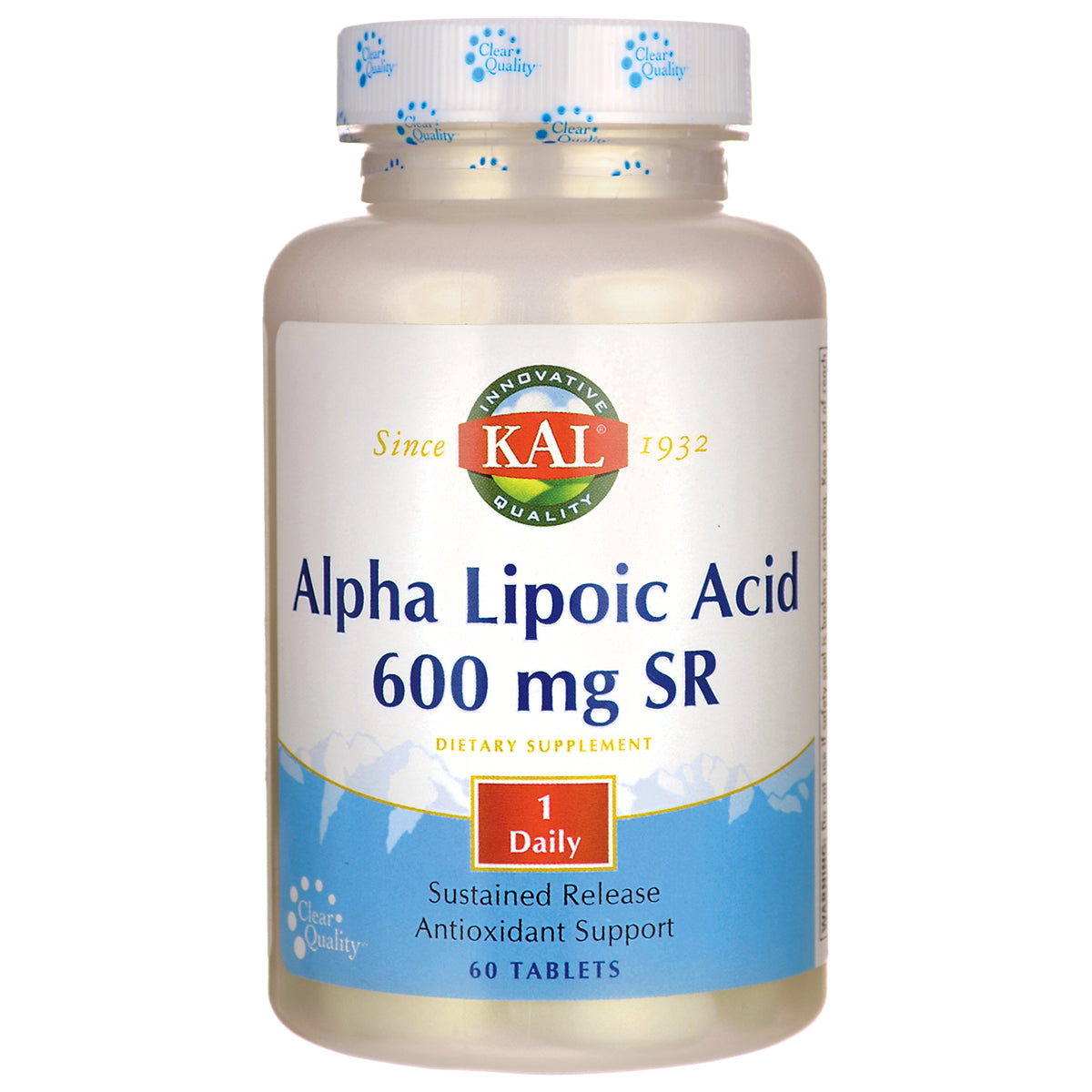 KL512 | KAL Alpha Lipoic Acid 600 mg SR dietary supplement bottle front label 60 tablets
