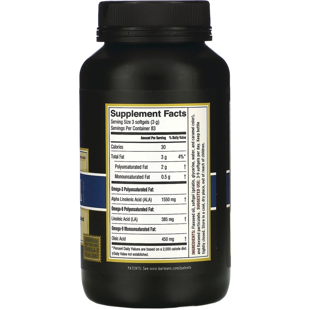 BAR004 | Back of black supplement bottle showing Supplement Facts panel with serving size and nutrient amounts - Thumbnail