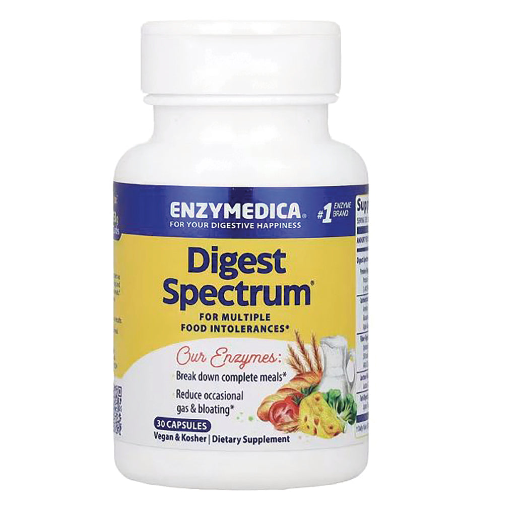 EMD030 | Enzymedica Digest Spectrum digestive enzyme supplement bottle front label, 30 capsules - Thumbnail