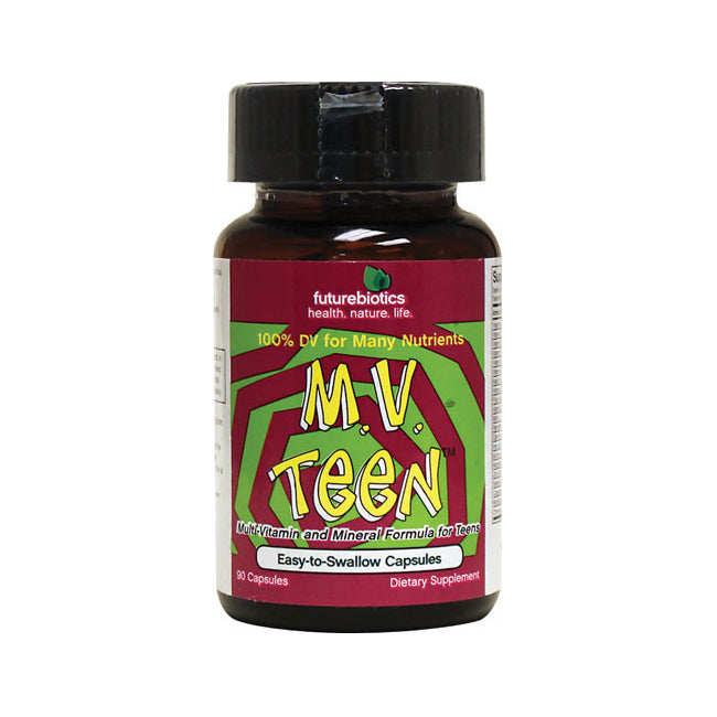 FB066 | Futurebiotics MV TEEN multivitamin bottle, front label reading MV TEEN and Easy-to-Swallow Capsules