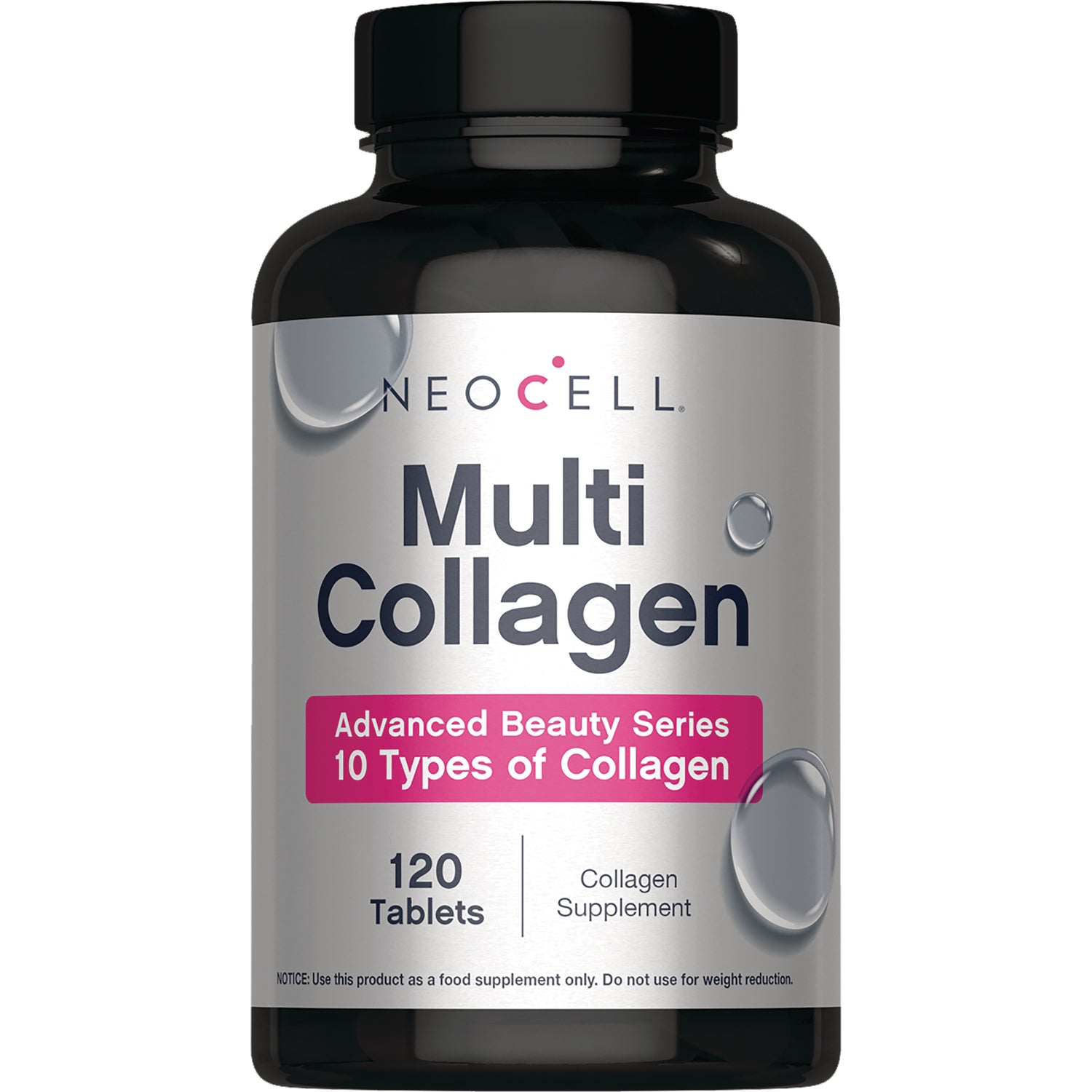 NEC047 | Neocell Multi Collagen supplement bottle labeled Advanced Beauty Series 10 Types of Collagen 120 Tablets