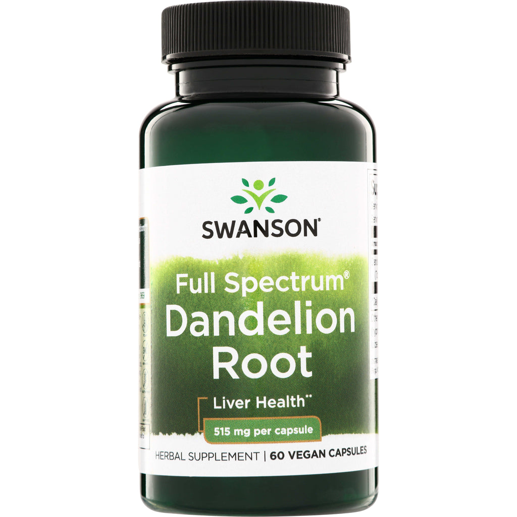 SW1336 | Swanson Full Spectrum Dandelion Root supplement bottle, 515 mg per capsule, 60 vegan capsules - Thumbnail