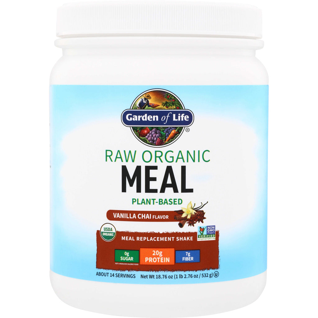 GLF160 | Garden of Life Raw Organic Meal Plant-Based Vanilla Chai meal replacement shake, 20g protein - Thumbnail