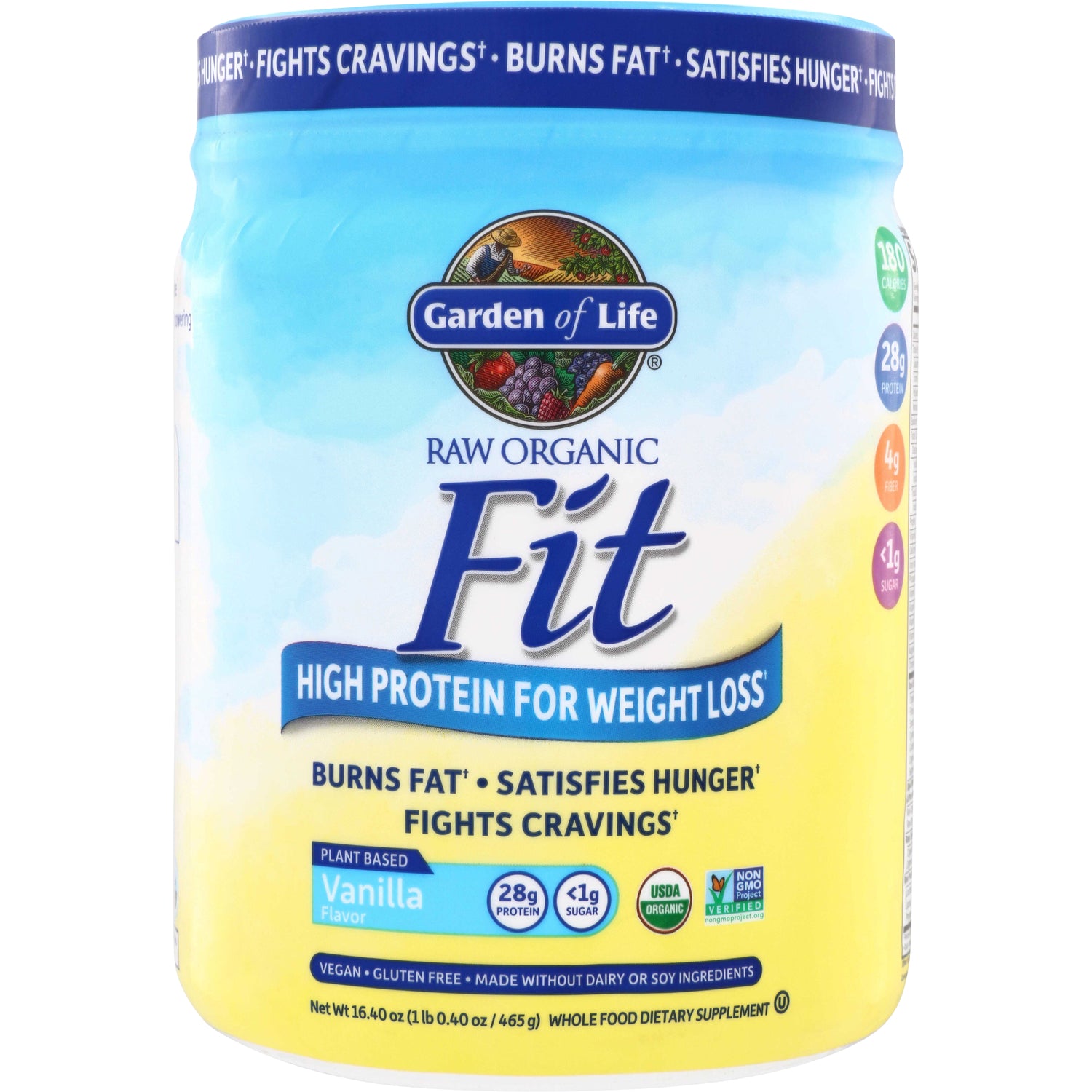 GLF196 | Garden of Life Raw Organic Fit vanilla high protein for weight loss, 28g protein, <1g sugar