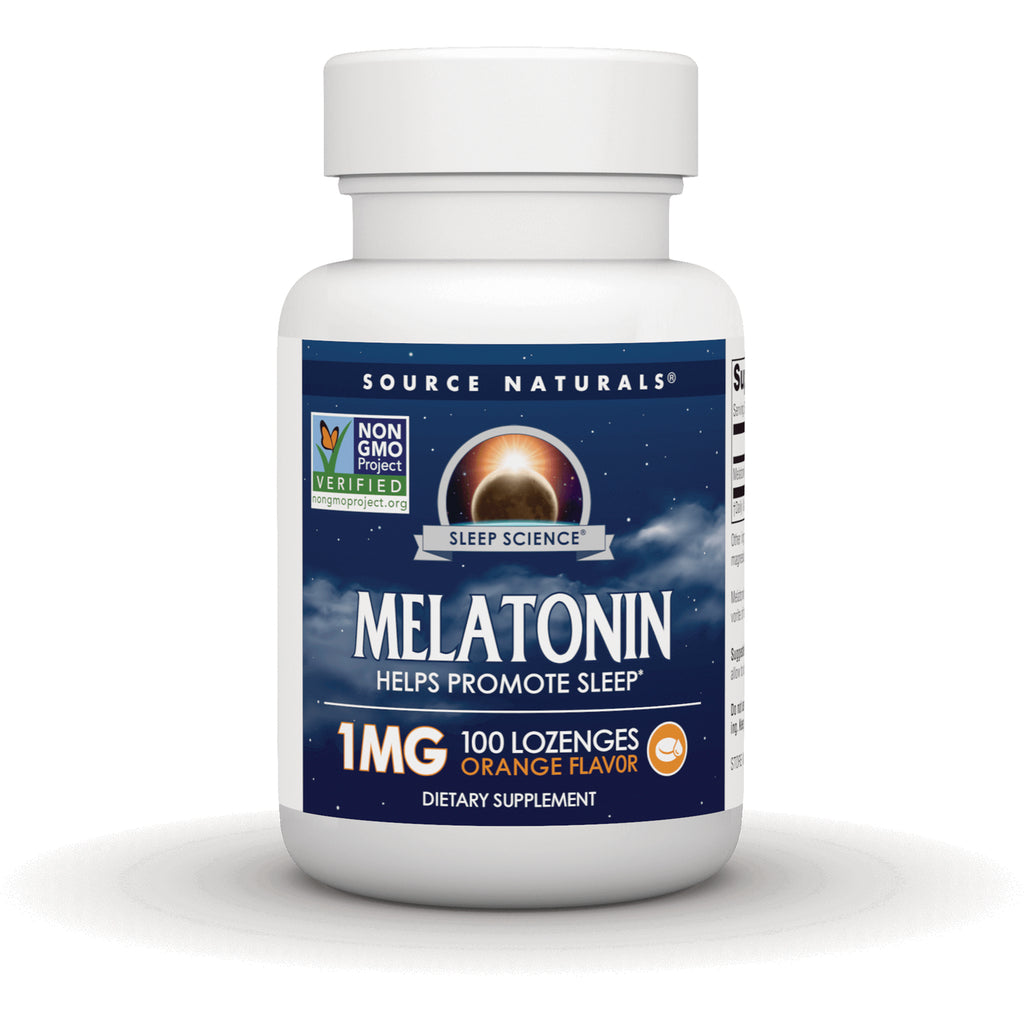 SN172 | Source Naturals Sleep Science Melatonin 1 mg, 100 lozenges, orange flavor dietary supplement - Thumbnail