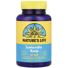 NSL001 | Nature's Life Icelandic Kelp supplement bottle front label reading 500 Tablets Laminaria Digitata Thyroid Health