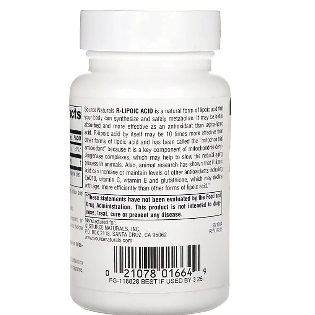 SN134 | back label showing supplement facts, warning statement and barcode on white bottle - Thumbnail