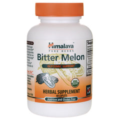 HHH040 | Himalaya Bitter Melon herbal supplement bottle, 60 caplets, Glycemic Support label, USDA Organic