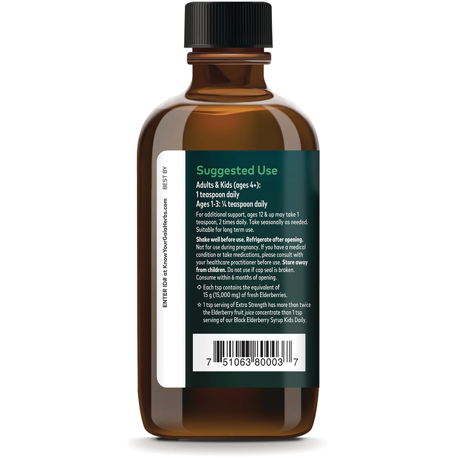 GH036 | Back panel with purity, integrity, potency statements, social icons, partnership text and Aboca logo