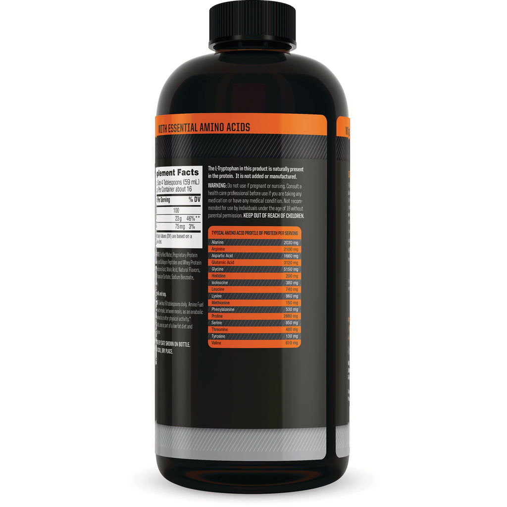 TL1142 | Back label of protein supplement bottle showing Supplement Facts and amino acid profile chart - Thumbnail