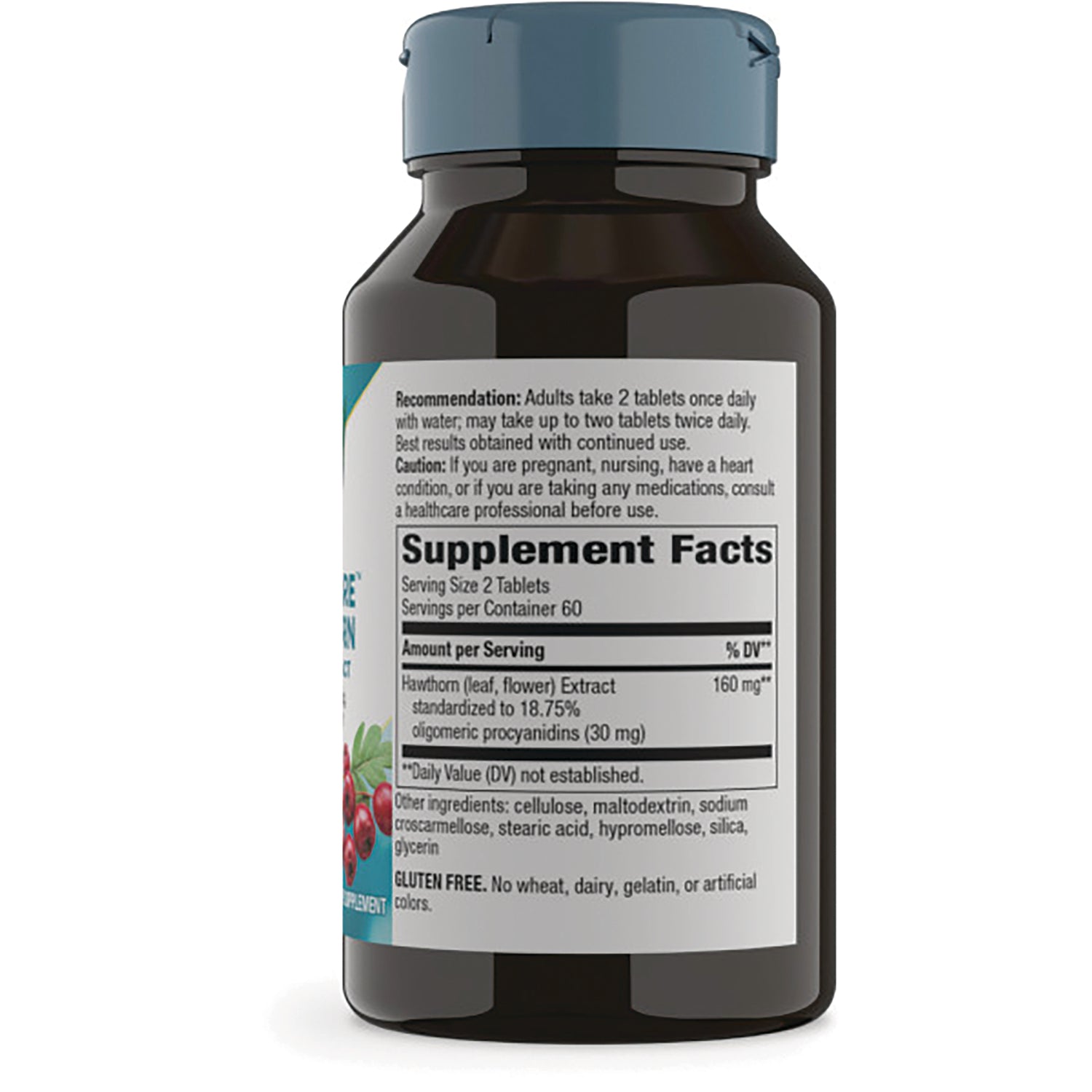 NW862 | Back of brown supplement bottle showing Supplement Facts label and ingredient panel