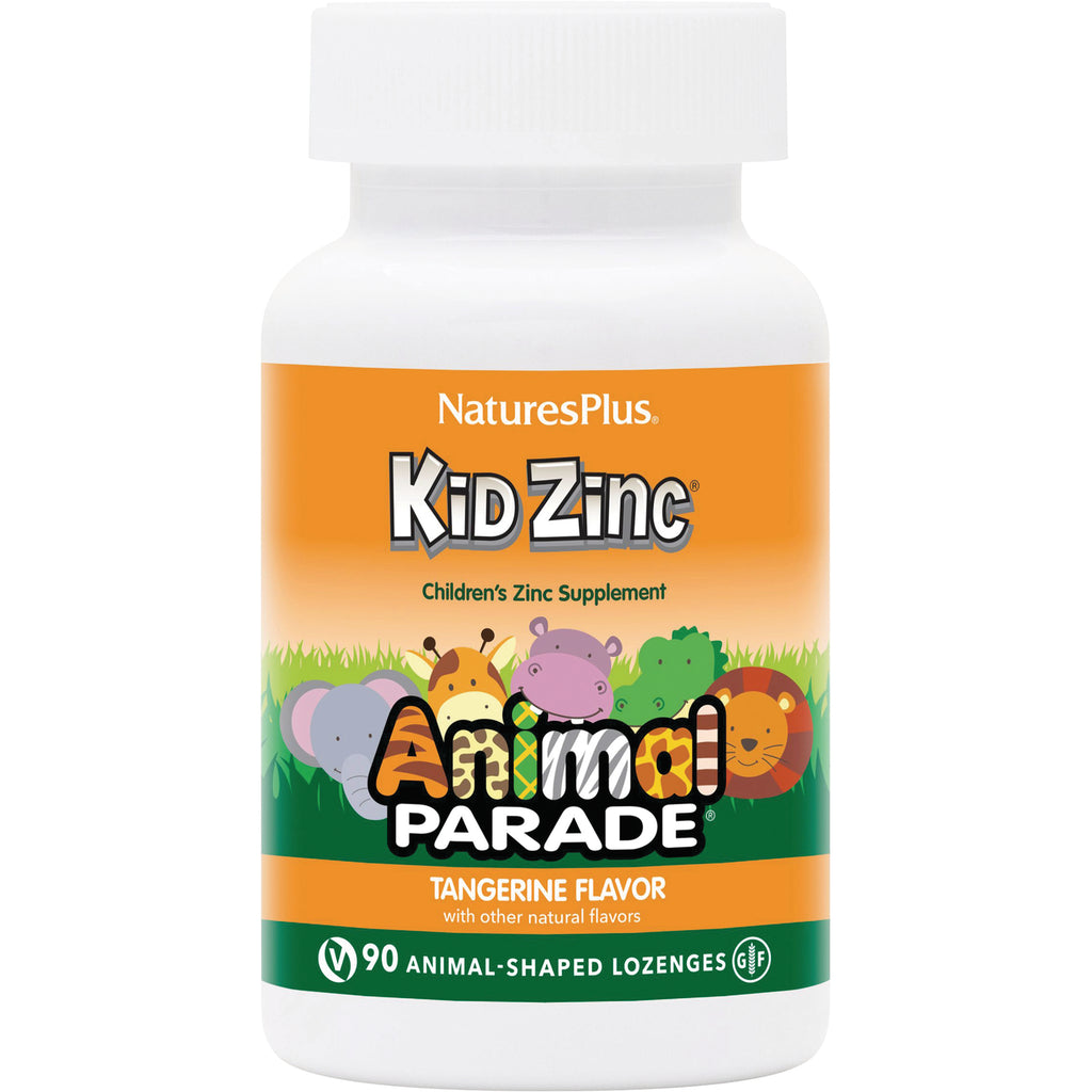 NTP008 | NaturesPlus Kid Zinc Animal Parade tangerine children's zinc supplement bottle, 90 animal-shaped lozenges - Thumbnail