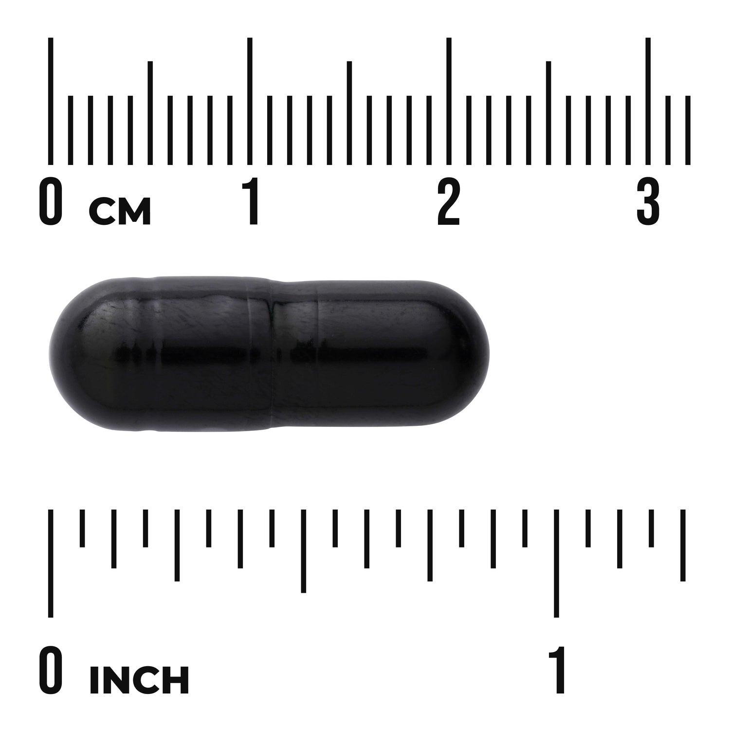 SWU775 | Black capsule with size ruler in centimeters and inches