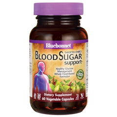 BLU152 | Bluebonnet Blood Sugar Support supplement bottle, 60 vegetable capsules front label